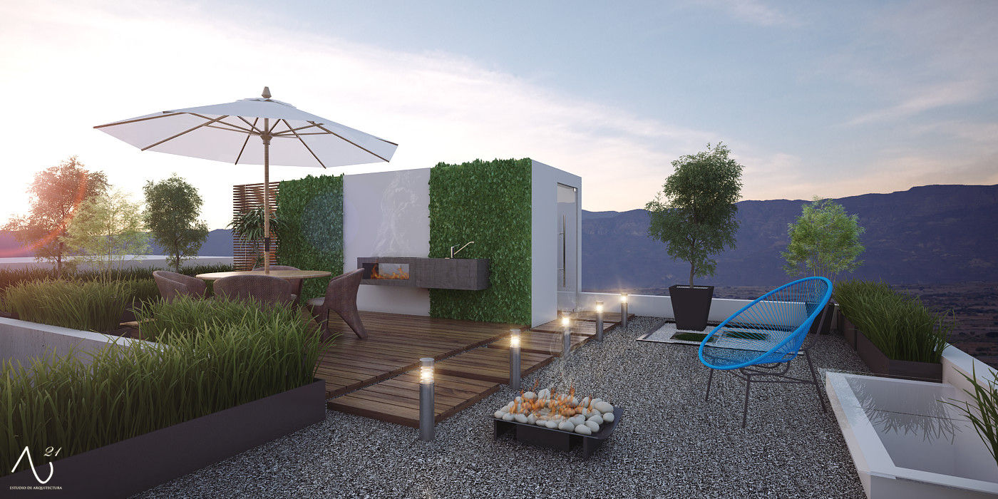 Roof Garden 21arquitectos Balcones y terrazas de estilo minimalista