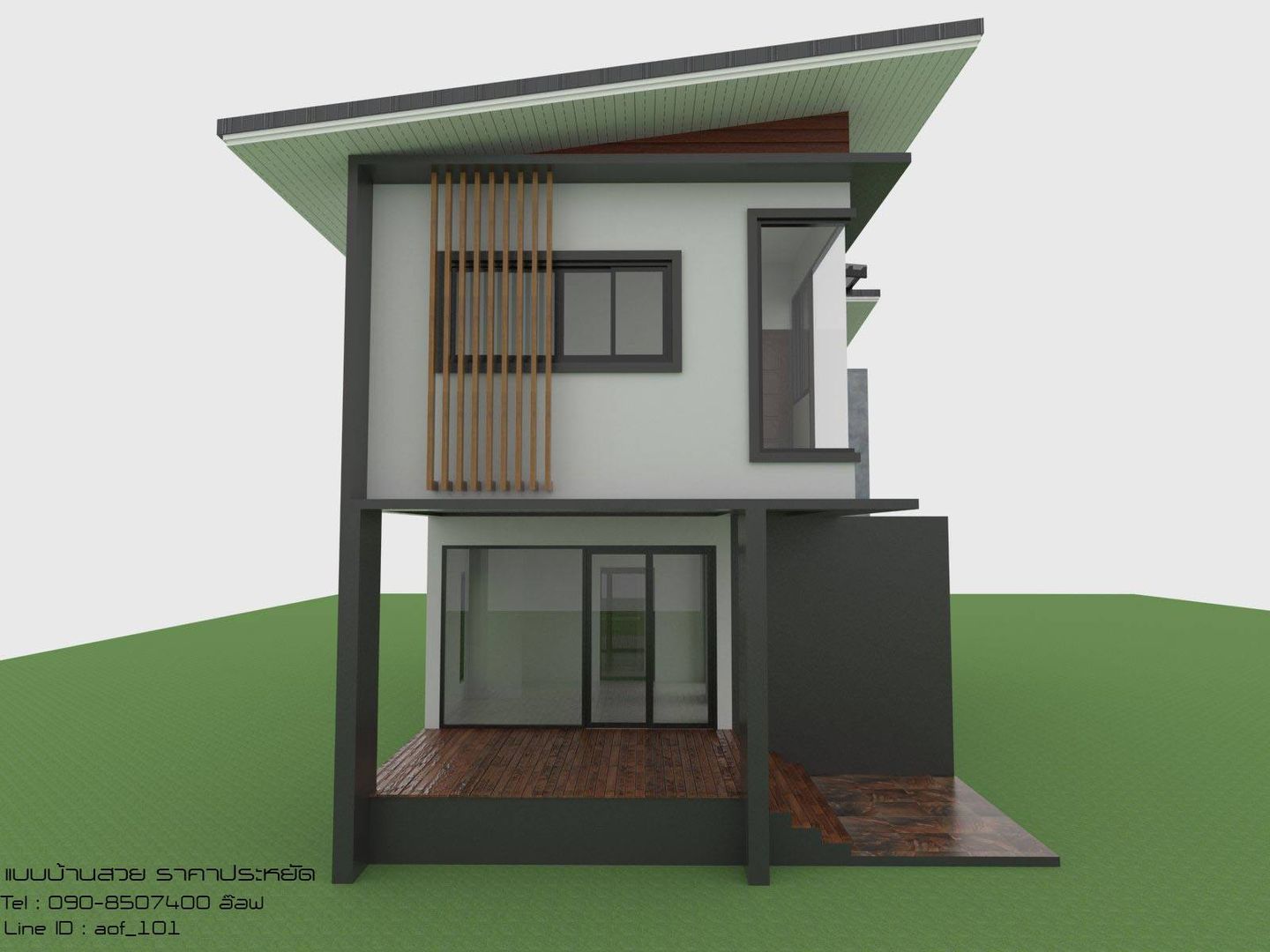 แบบบ้านพักอาศัย 2 ชั้น 3 ห้องนอน 2 ห้องน้ำ (A2-026), aof_101 aof_101