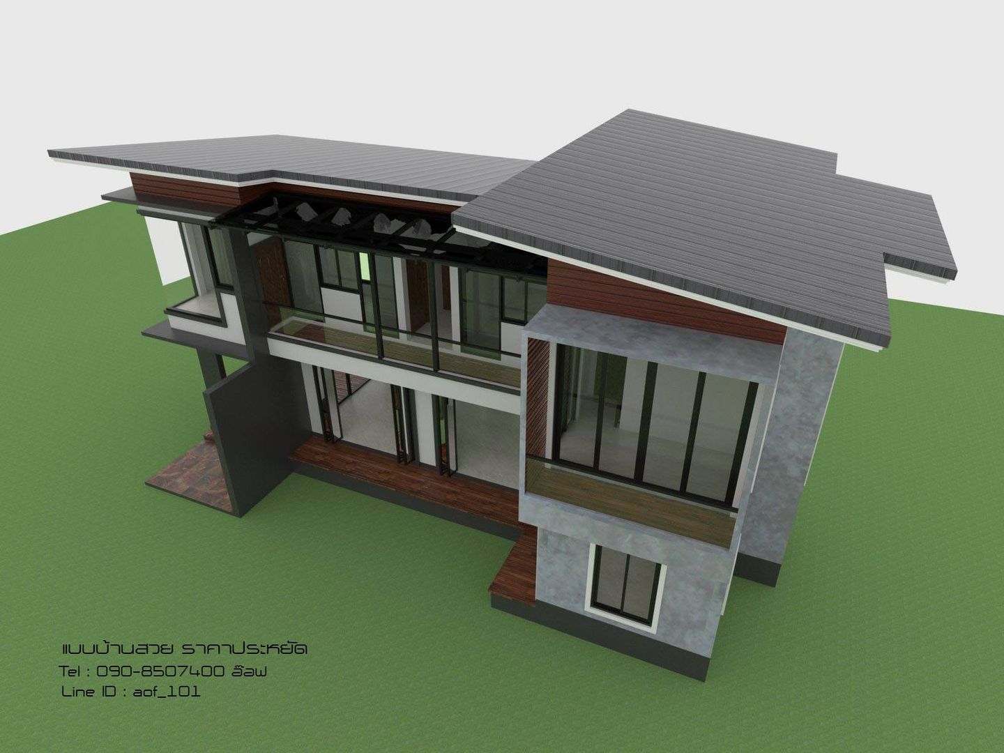 แบบบ้านพักอาศัย 2 ชั้น 3 ห้องนอน 2 ห้องน้ำ (A2-026), aof_101 aof_101