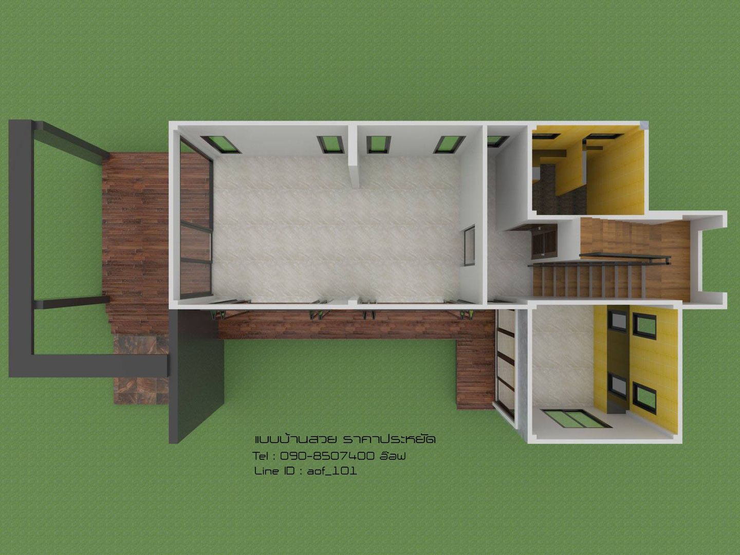 แบบบ้านพักอาศัย 2 ชั้น 3 ห้องนอน 2 ห้องน้ำ (A2-026), aof_101 aof_101