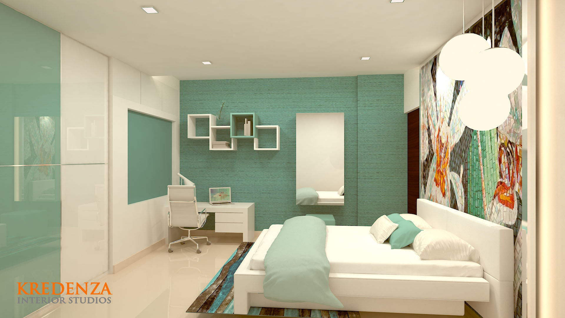 Olety Landmark Apartment Interiors, Rajajinagar., Kredenza Interior Studios Kredenza Interior Studios Modern Yatak Odası