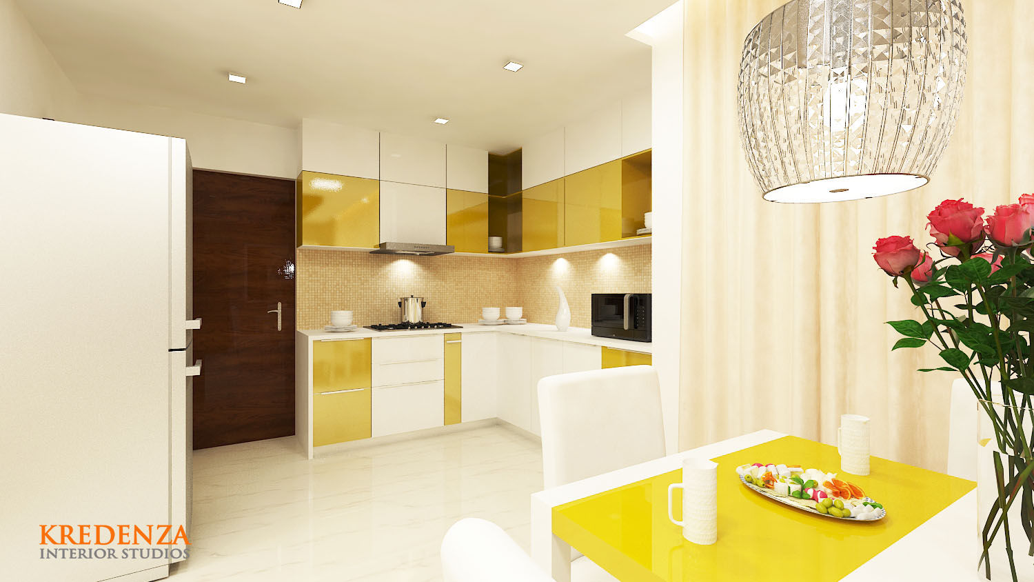 Jain Heights Apartment Interiors, Bangalore., Kredenza Interior Studios Kredenza Interior Studios モダンな キッチン