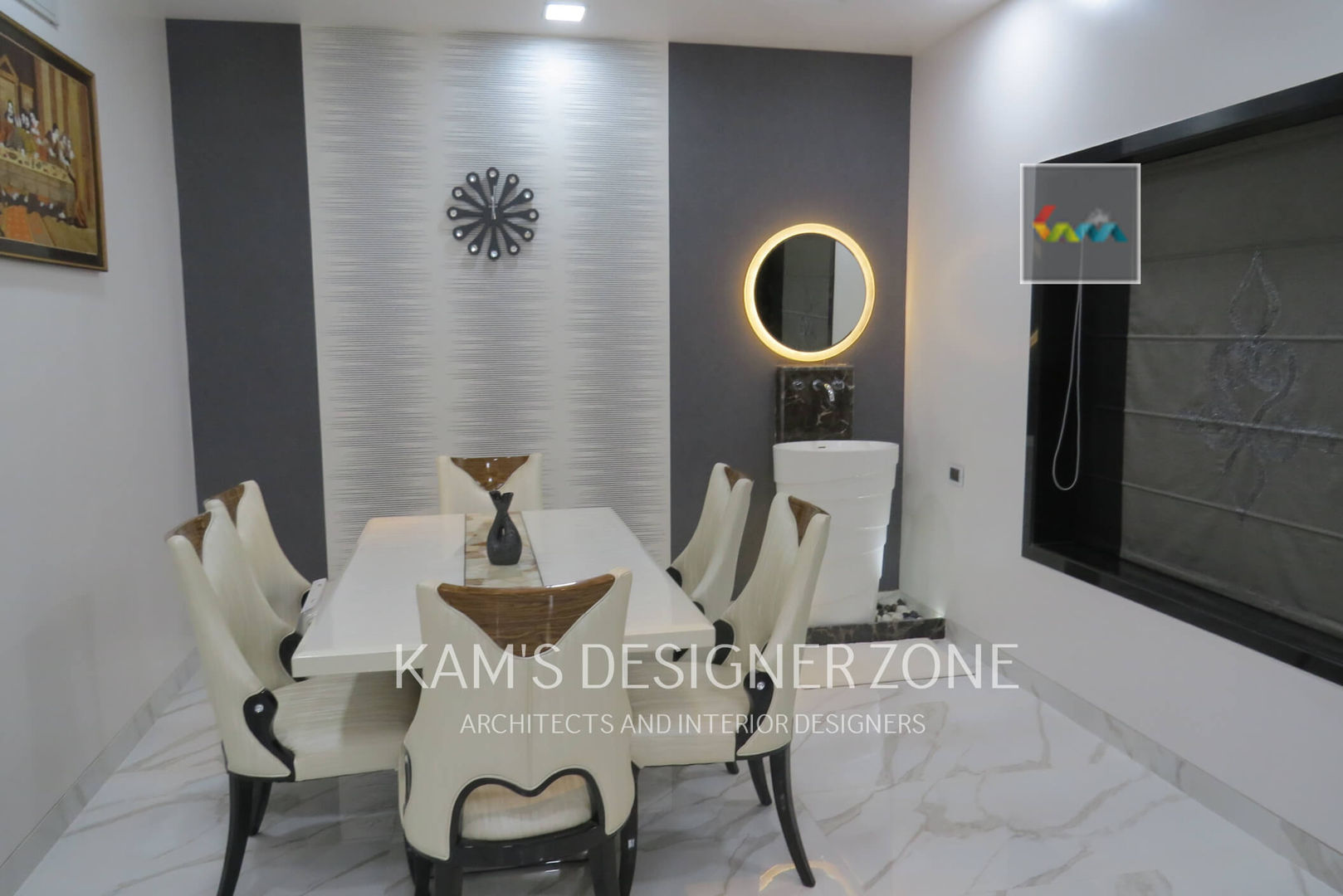 Home interior design for Mr. Aji John, KAMS DESIGNER ZONE KAMS DESIGNER ZONE غرفة السفرة