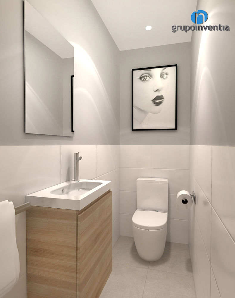 Proyecto de reforma integral en calle Química de Barcelona, Grupo Inventia Grupo Inventia Bathroom ٹائلیں