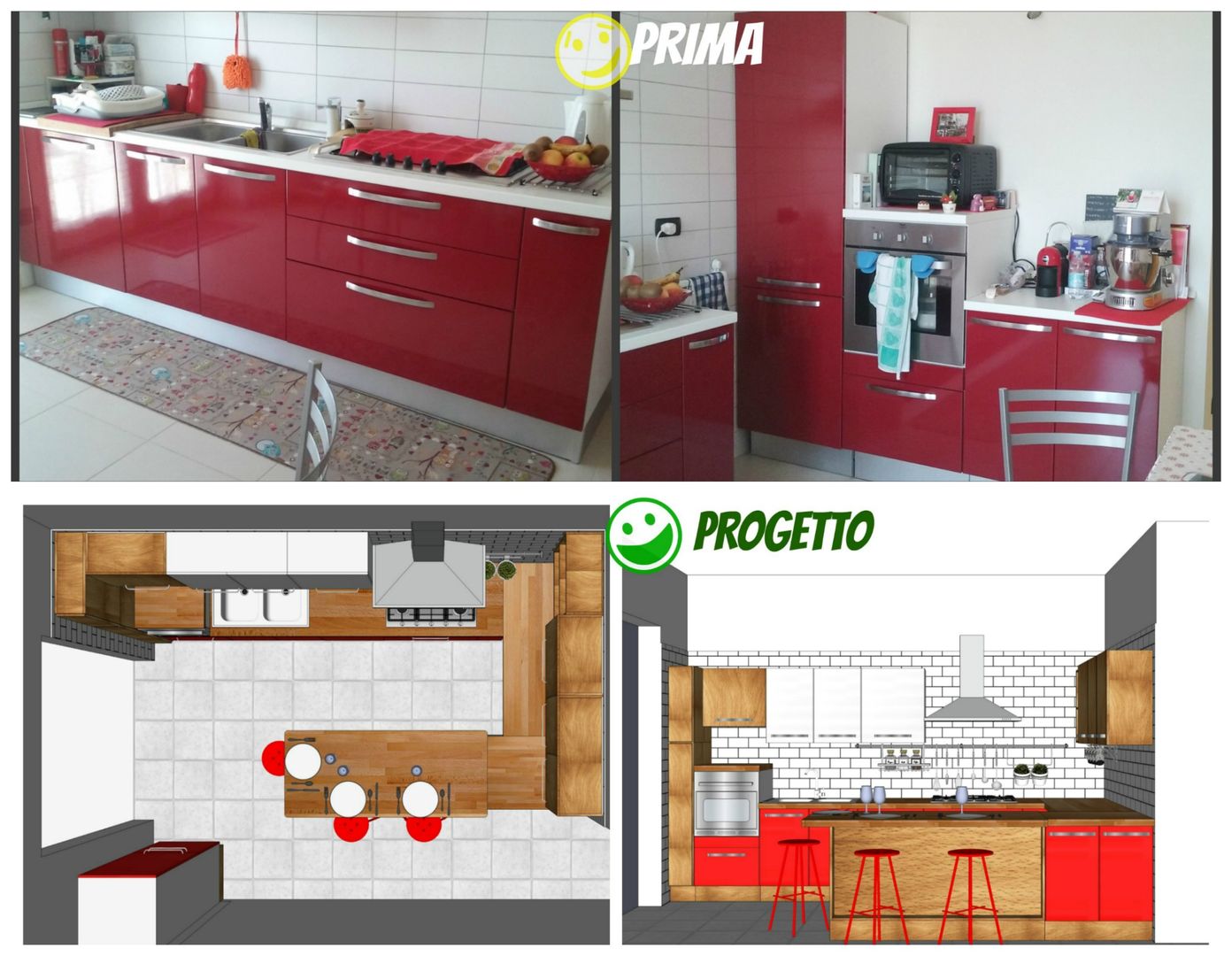 Rinnovare la cucina senza cambiarla., T.A. arredo_arredamento su misura T.A. arredo_arredamento su misura Nhà bếp phong cách tối giản Than củi Multicolored