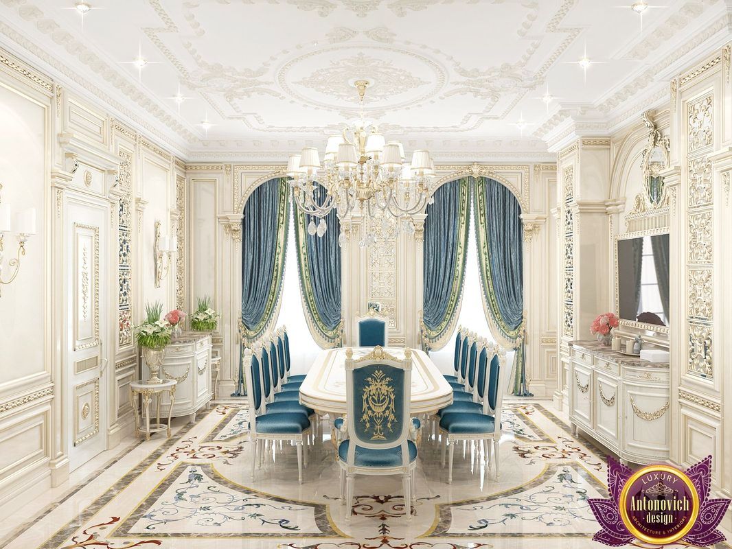 ​Dining room interior design by Katrina Antonovich., Luxury Antonovich Design Luxury Antonovich Design غرفة السفرة