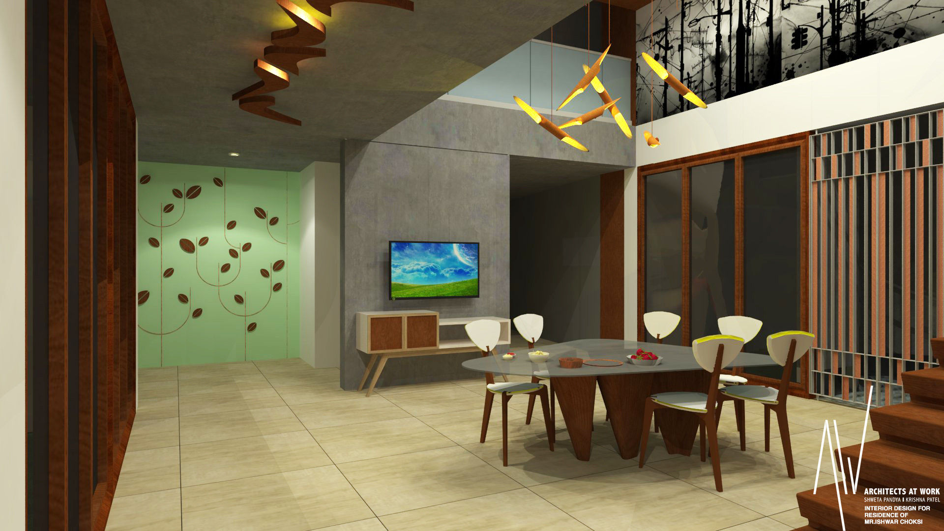 Interior of Ishwarbhai, Architects at Work Architects at Work Modern dining room