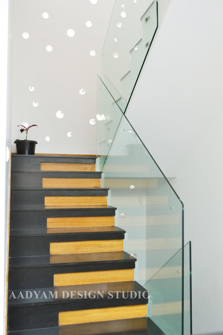 Stairs Aadyam Design Studio Minimalist corridor, hallway & stairs