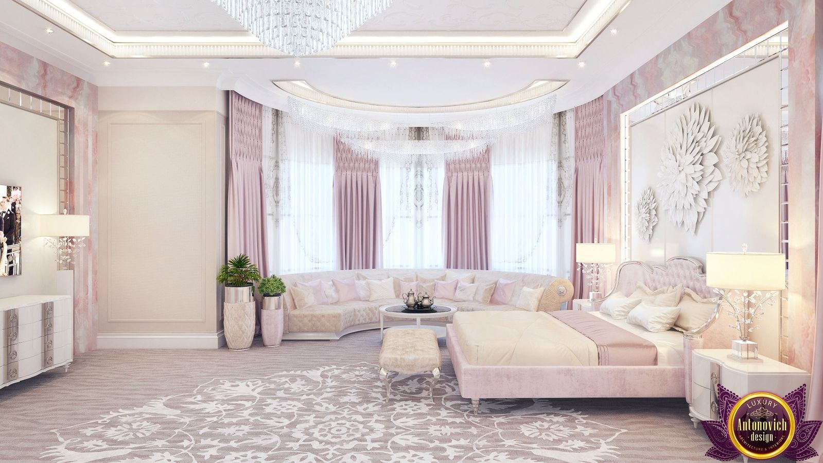 ​ Luxurious bedroom interior of Katrina Antonovich, Luxury Antonovich Design Luxury Antonovich Design Nowoczesna sypialnia