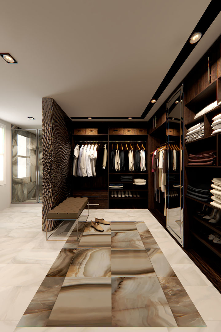 Render Propuesta--Baño-Closet vestidor., MIRARQPERSPECTIVAS MIRARQPERSPECTIVAS Bagno moderno Ceramica