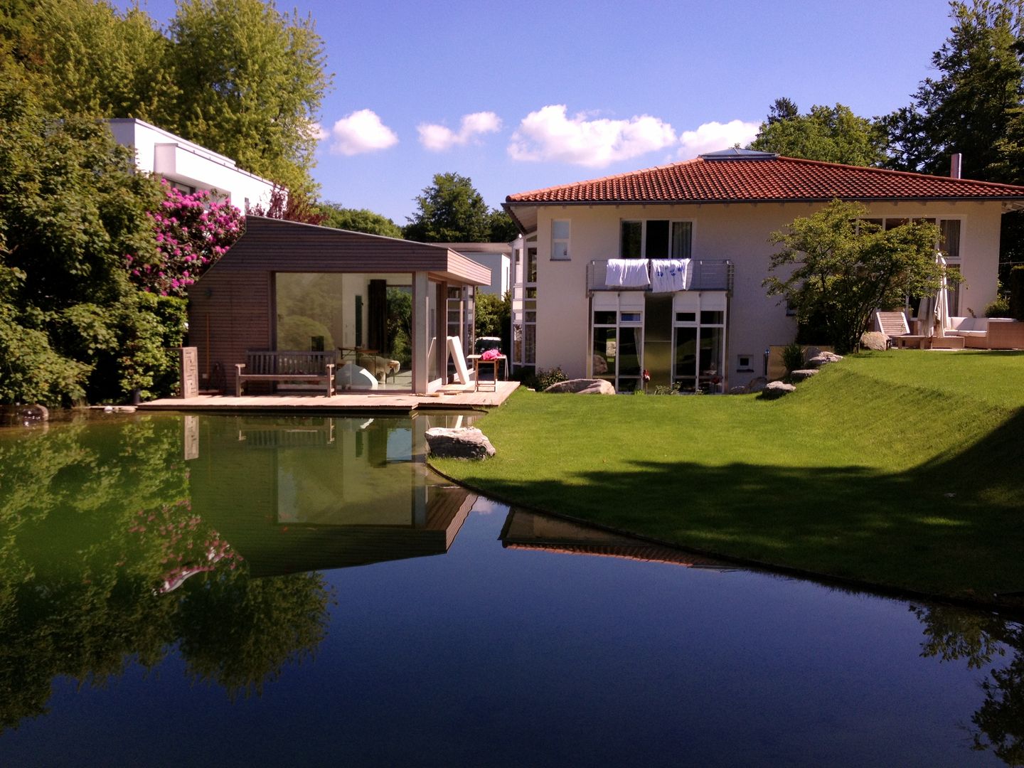 Schwimmteich mit Pavillon, Architektur Landschaft Garten Architektur Landschaft Garten Nowoczesny ogród