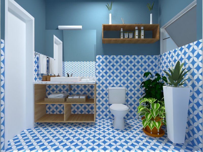 Lavabo Atelie 3 Arquitetura Banheiros campestres Azulejo lavabo,ladrilho hidráulico