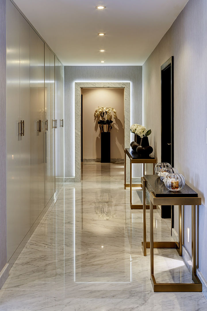 marble hallway homify Minimalist corridor, hallway & stairs Marble marble,hallway,feature,orchid,console,joinery,led,lighting