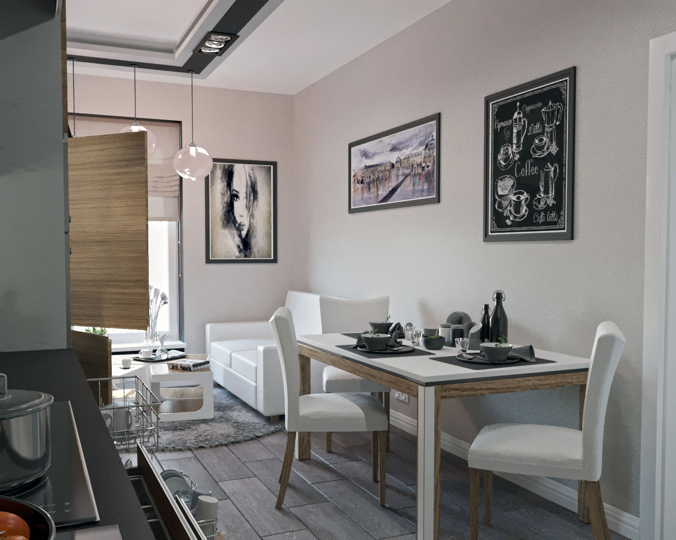 Дизайн-интерьера квартиры в Москве 50м2 homify Кухня в стиле модерн