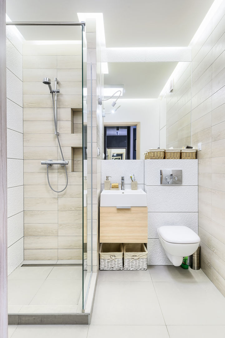 Kawalerka, Q2Design Q2Design 現代浴室設計點子、靈感&圖片
