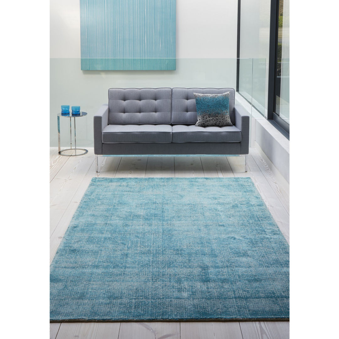 Bonsoni Oslo Distressed Stripe Two-tone Chic Green 100% Wool Rug 120 x 170cm homify Floors Wool Orange Carpets & rugs
