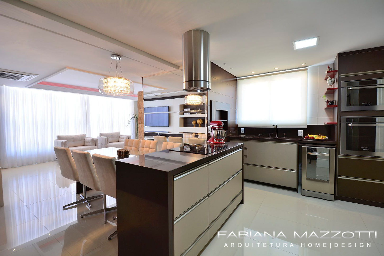 Apartamento Integrado, Fabiana Mazzotti Arquitetura e Interiores Fabiana Mazzotti Arquitetura e Interiores モダンな キッチン