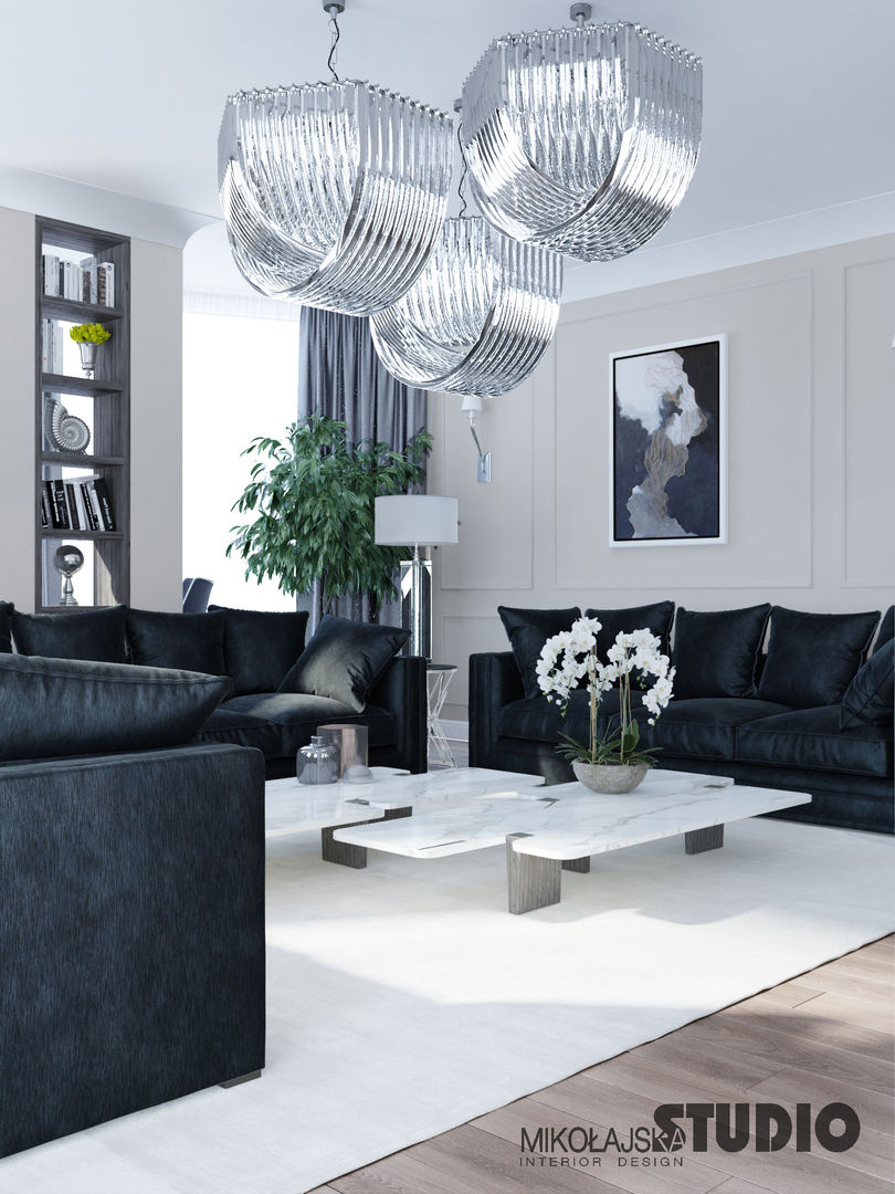 Friends Tower - exclusive apartment in Munich, MIKOŁAJSKAstudio MIKOŁAJSKAstudio Classic style living room