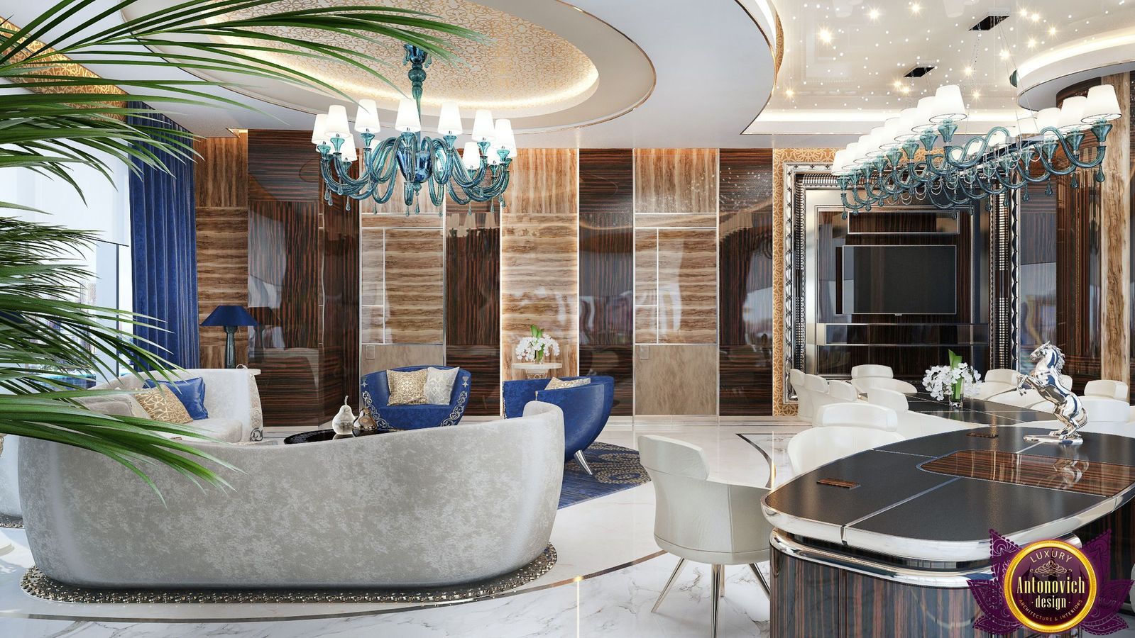 ​Elite Office Interior design of Katrina Antonovich, Luxury Antonovich Design Luxury Antonovich Design مكتب عمل أو دراسة