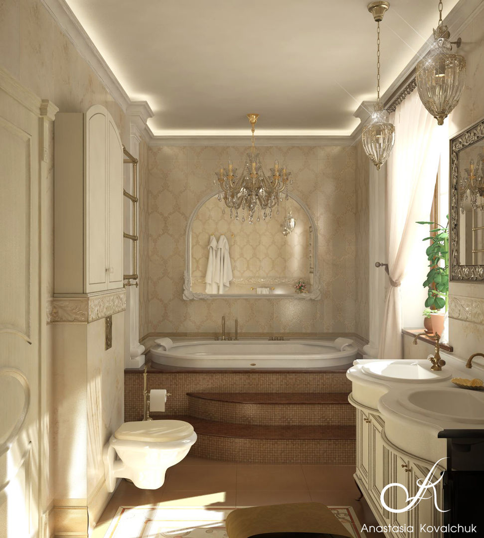 Villa, Design studio by Anastasia Kovalchuk Design studio by Anastasia Kovalchuk Baños de estilo clásico
