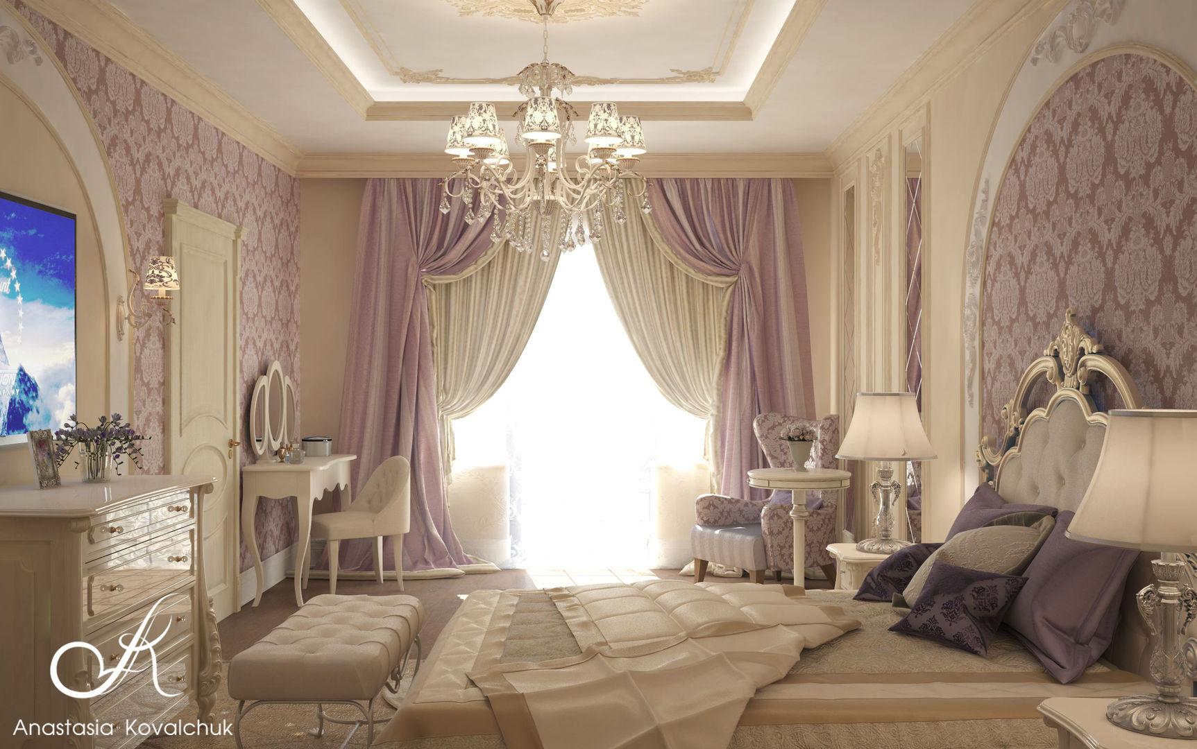 Villa, Design studio by Anastasia Kovalchuk Design studio by Anastasia Kovalchuk Classic style bedroom