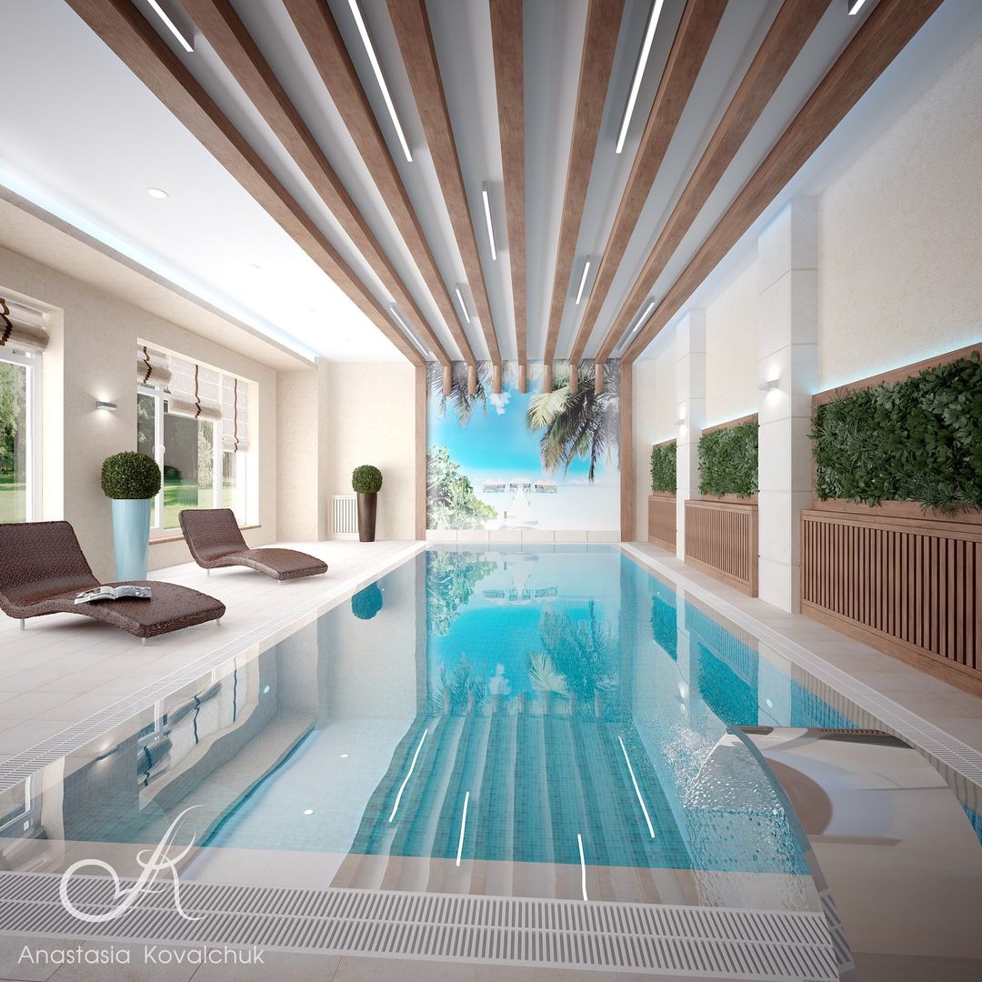 Villa with the pool, Design studio by Anastasia Kovalchuk Design studio by Anastasia Kovalchuk สระว่ายน้ำ