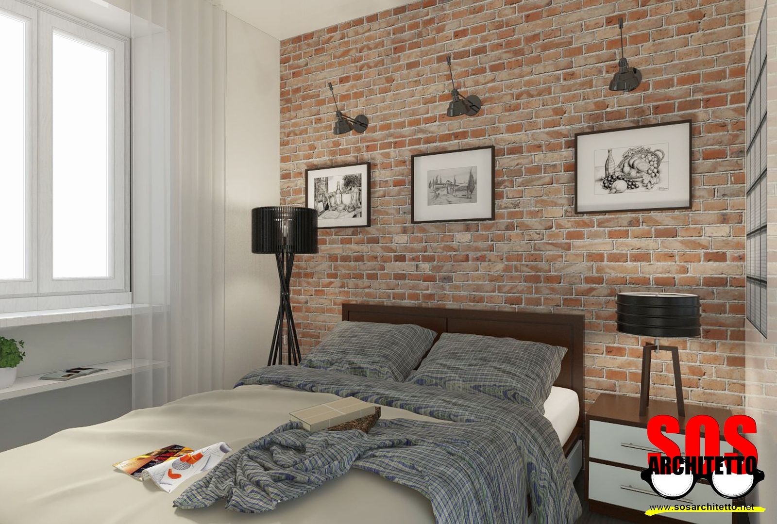 homify Industrial style bedroom Bricks