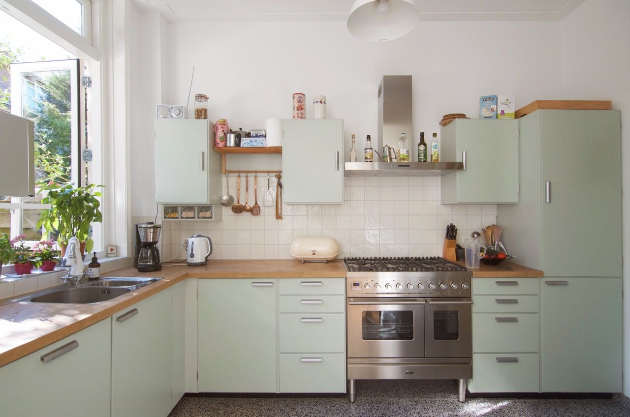 Renovatie woning Admiraal de Ruijterweg, studiopops studiopops Dapur Modern Kayu Wood effect