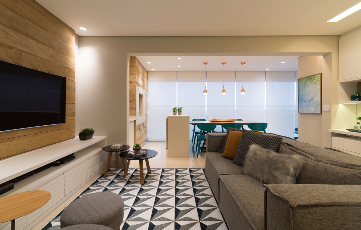 Apartamento em São Paulo, Danyela Corrêa Arquitetura Danyela Corrêa Arquitetura ห้องนั่งเล่น