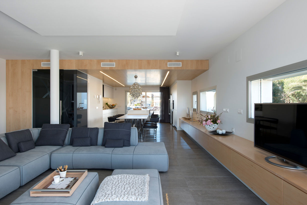 Proyecto integral de vivienda en el mar, HD Arquitectura d'interiors HD Arquitectura d'interiors 미니멀리스트 거실