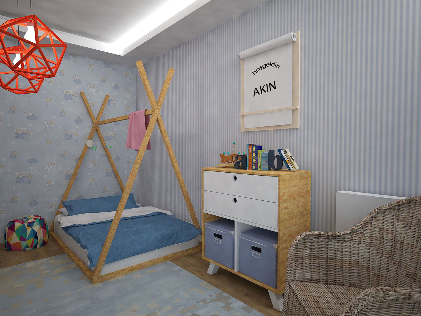 Akın Bebek Odası, Akay İç Mimarlık & Tasarım Akay İç Mimarlık & Tasarım Stanza dei bambini in stile mediterraneo