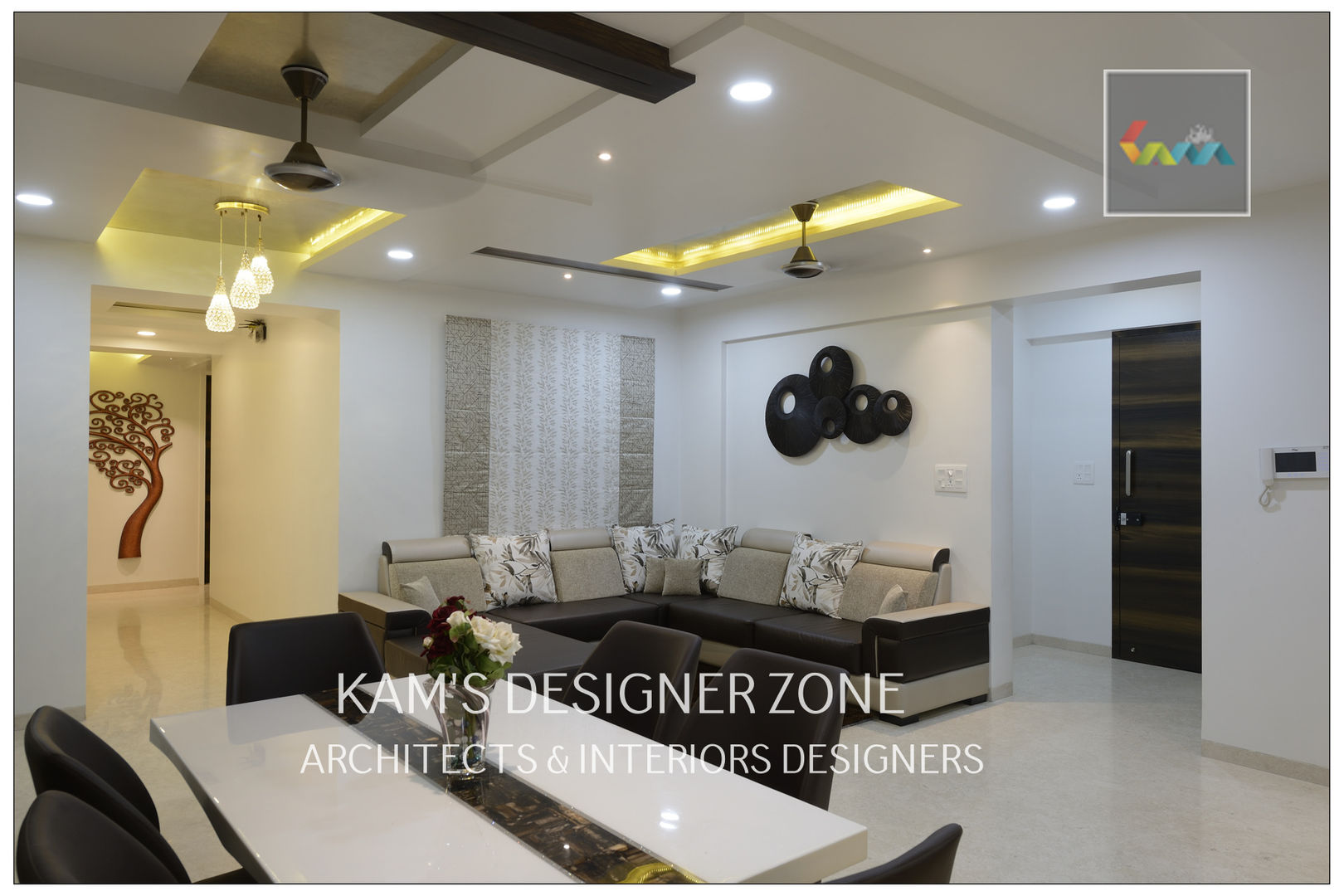 Flat Interior Design for PINKY AGARWAL, KAMS DESIGNER ZONE KAMS DESIGNER ZONE Salas de estar modernas