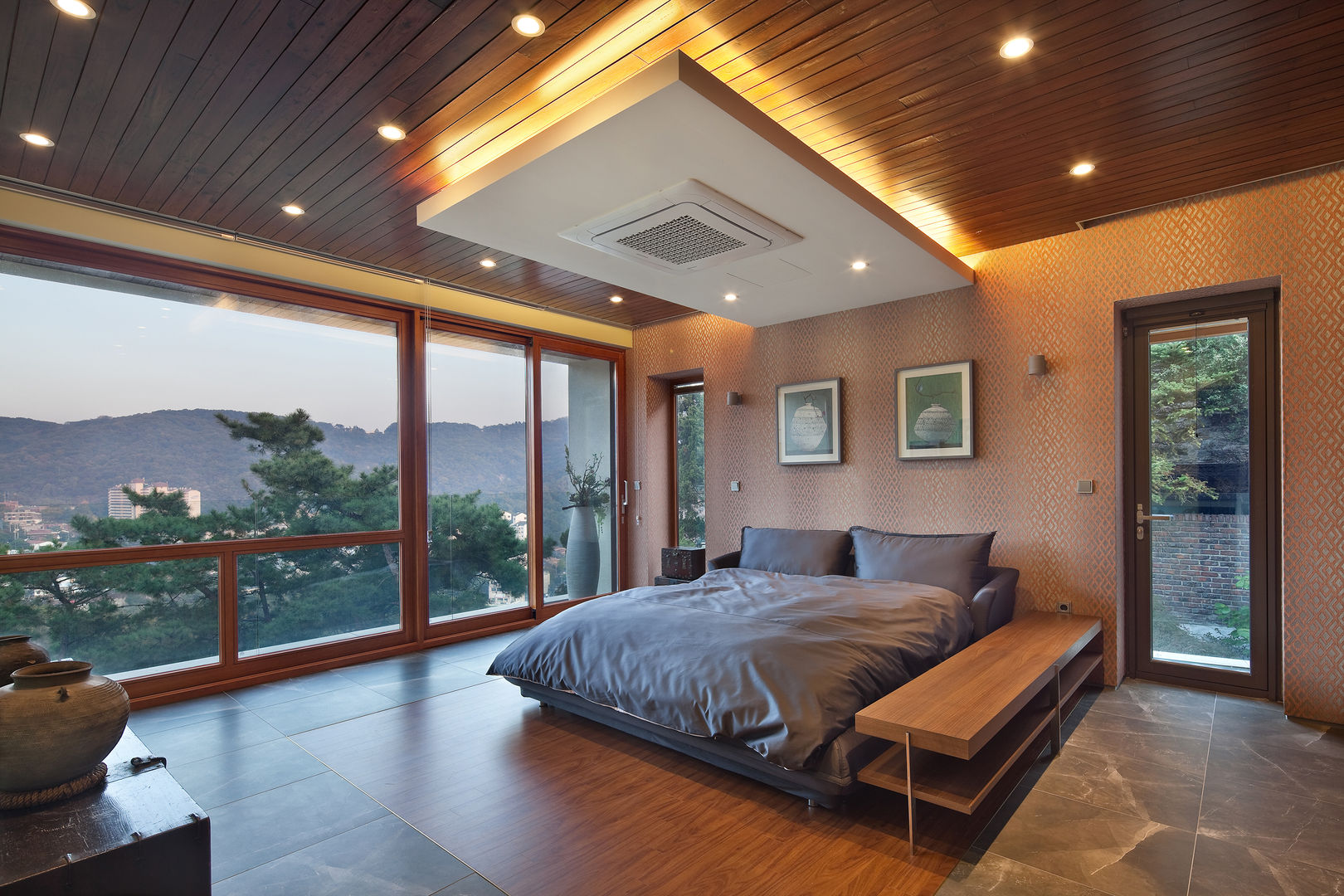 평창동 단독주택 3 _modern and luxury guest house, (주)건축사사무소 모도건축 (주)건축사사무소 모도건축 Modern style bedroom Wood Wood effect