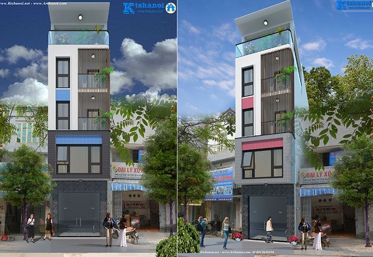 Mẫu thiết kế nhà phố 4mx16m đẹp kết hợp kinh doanh, Văn phòng kiến trúc Ktshanoi Văn phòng kiến trúc Ktshanoi