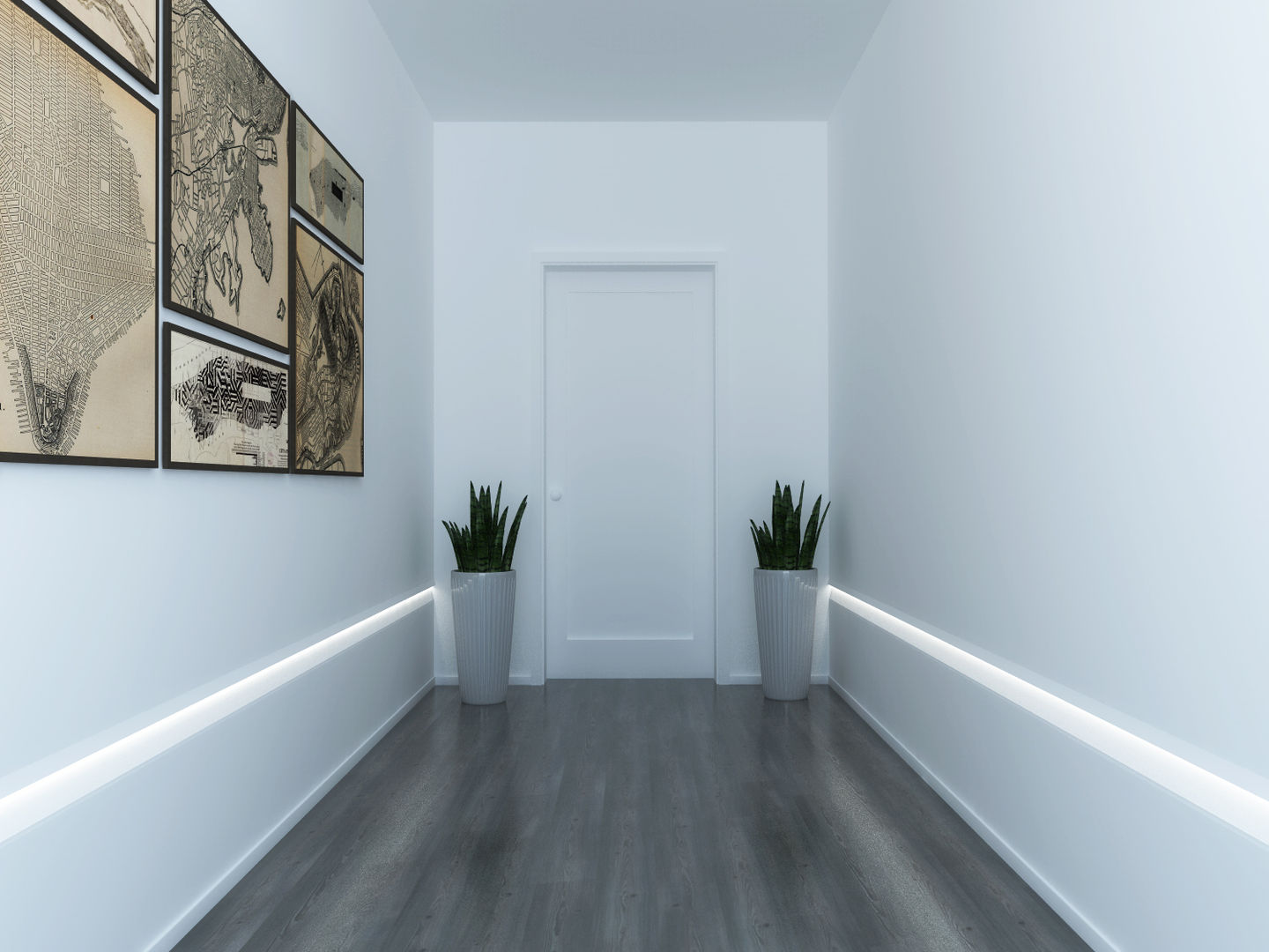 homify Modern Corridor, Hallway and Staircase Synthetic Brown Lighting