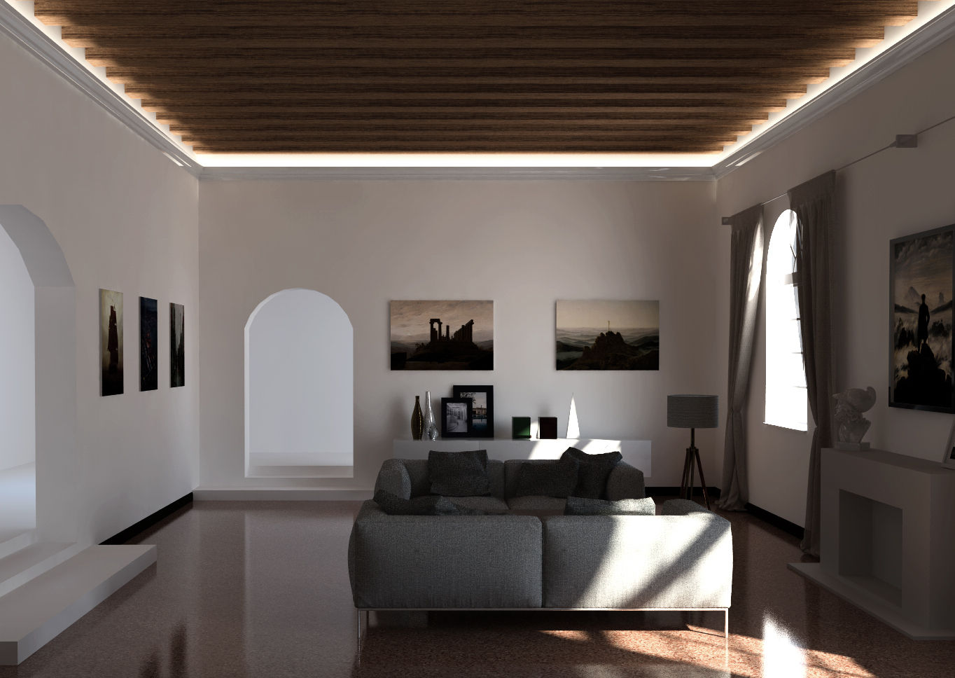 homify غرفة المعيشة اصطناعي Brown Lighting