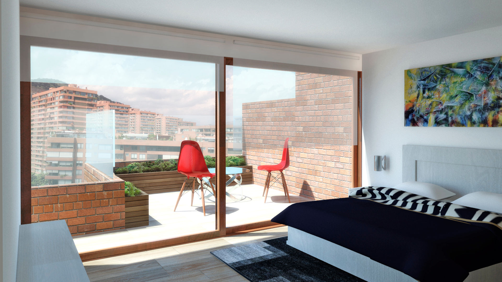 Penthouse Vitacura, NEF Arq. NEF Arq. Modern style bedroom