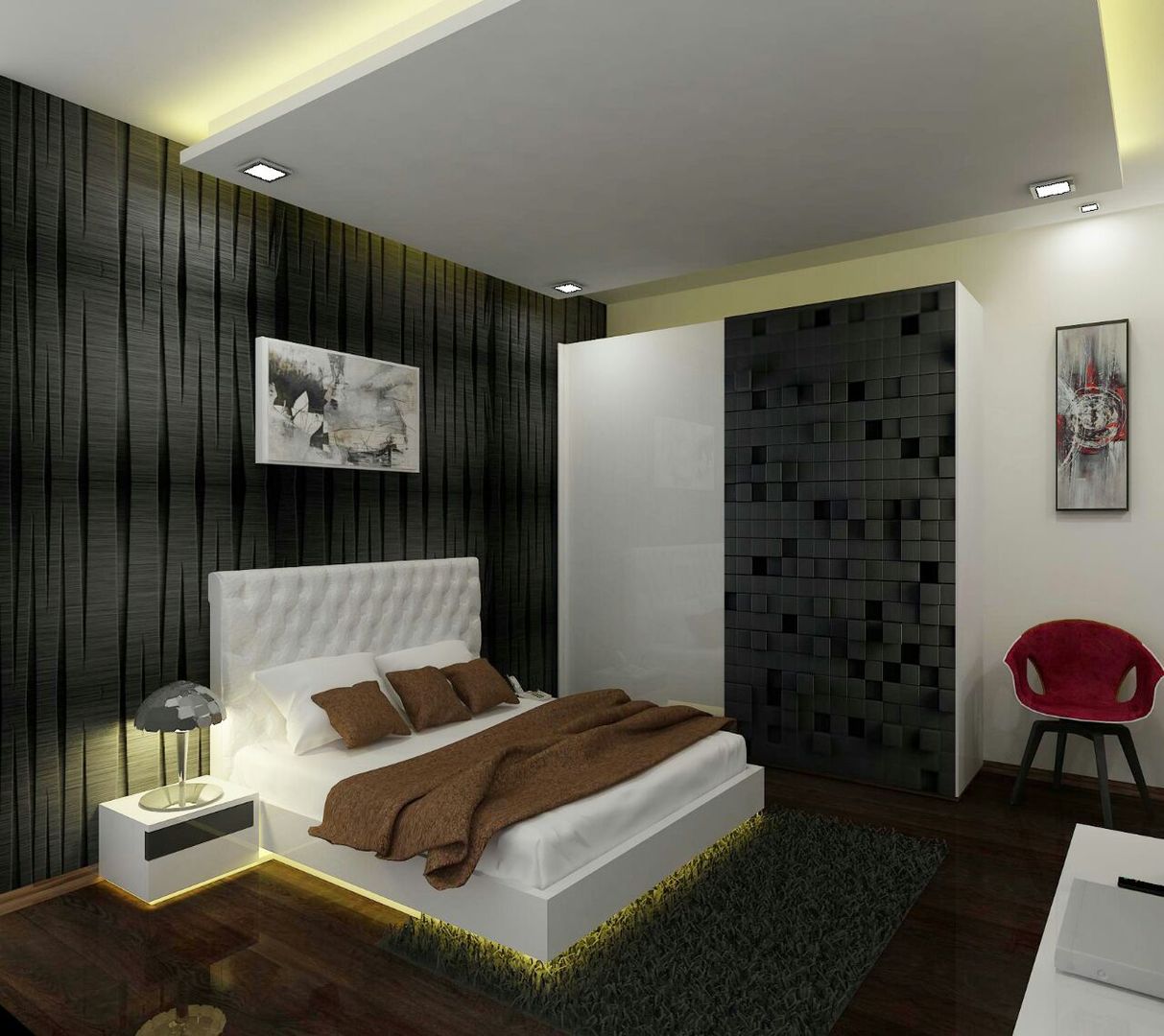 Master Bedroom A Design Studio Modern style bedroom Modern,Black & White Theme,Young Bachelor