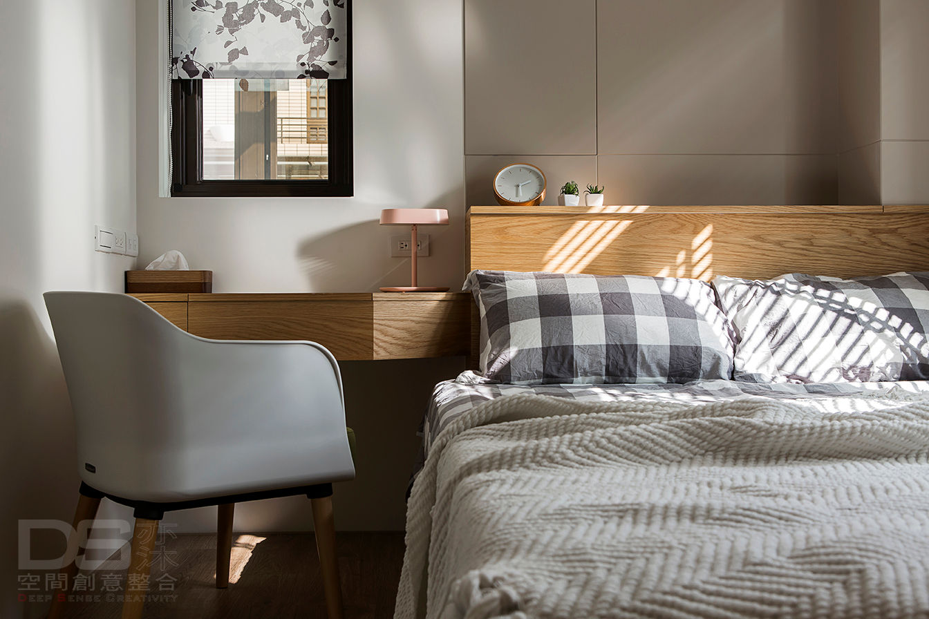 頭份 藍調漫遊, DS亦沐空間創意整合 DS亦沐空間創意整合 Scandinavian style bedroom Wood Wood effect