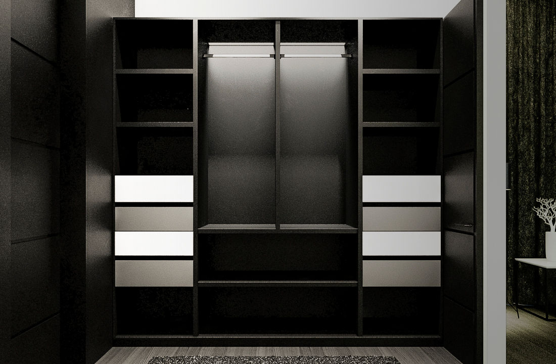 Casa Moderna BLACK&WHITE, Prototyper Studio Prototyper Studio Modern dressing room