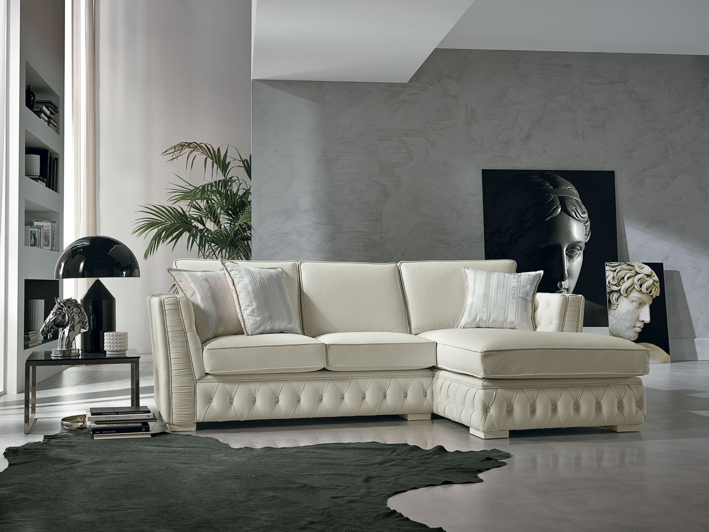 Il soggiorno dal design moderno o classico, Viadurini Viadurini غرفة المعيشة جلد Grey Sofas & armchairs