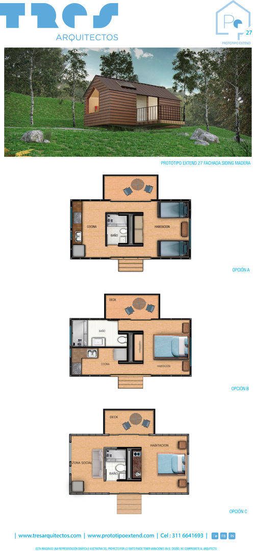 PROTOTIPO EXTEND _ Viviendas Refugio, @tresarquitectos @tresarquitectos Casas modernas