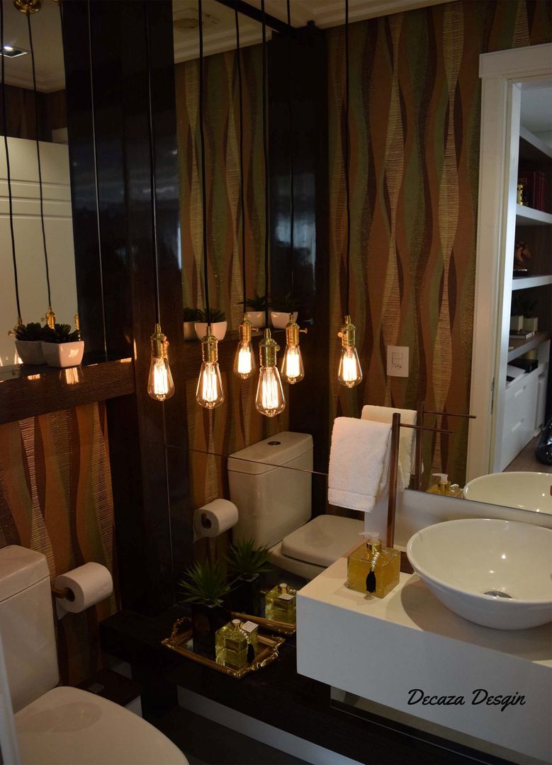 Um Lavabo Impactante, DecaZa Design DecaZa Design Salle de bain moderne Papier Miroirs