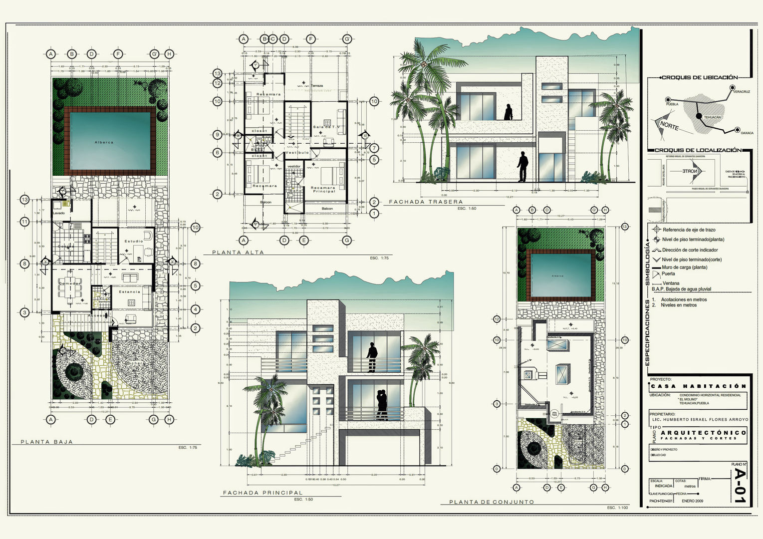 desarrollo proyecto ejecutivo 3h arquitectos Casas estilo moderno: ideas, arquitectura e imágenes