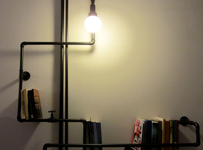 ​Progettazione e creazione di una libreria con illuminazione, StudioExNovo StudioExNovo غرفة المعيشة حديد إضاءة