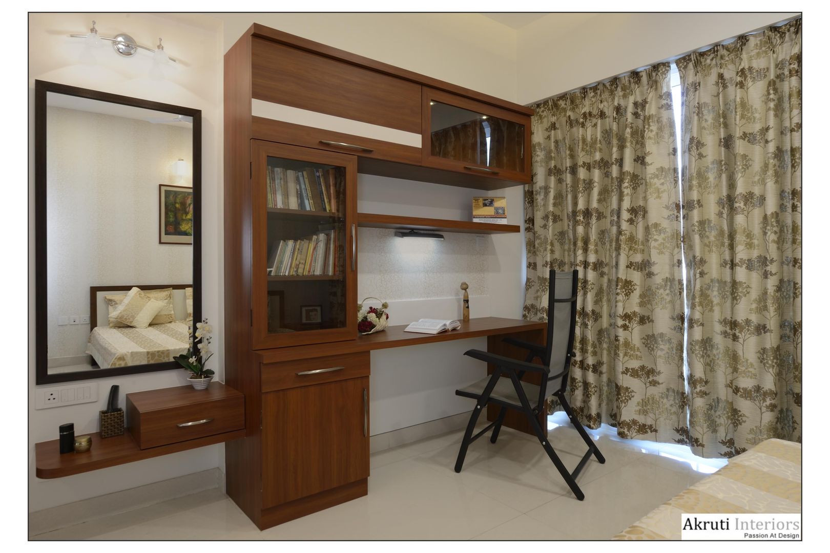 Parents Bed Akruti Interiors Pune Modern style bedroom Plywood Wardrobes & closets