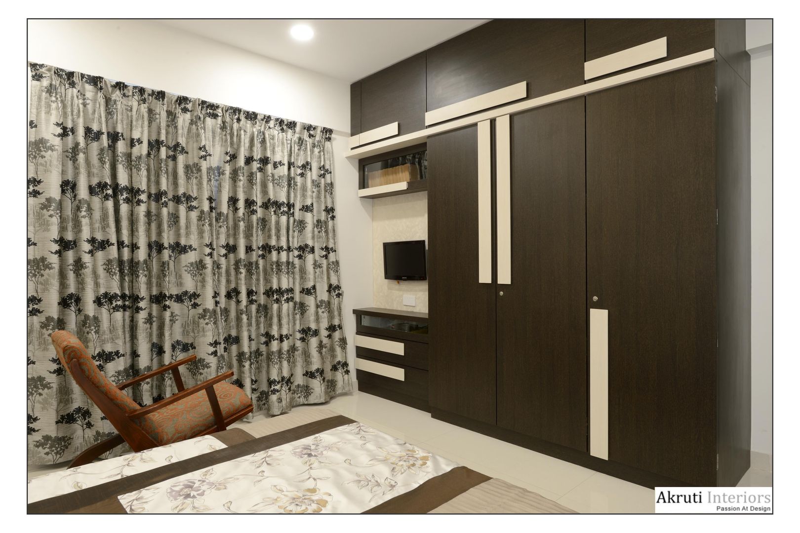 Guest Bed Akruti Interiors Pune Modern style bedroom Plywood Wardrobes & closets