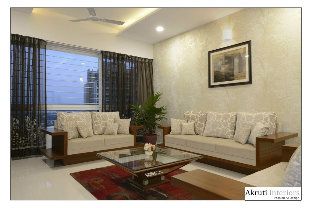 Living Akruti Interiors Pune Modern living room Wood Wood effect Sofas & armchairs