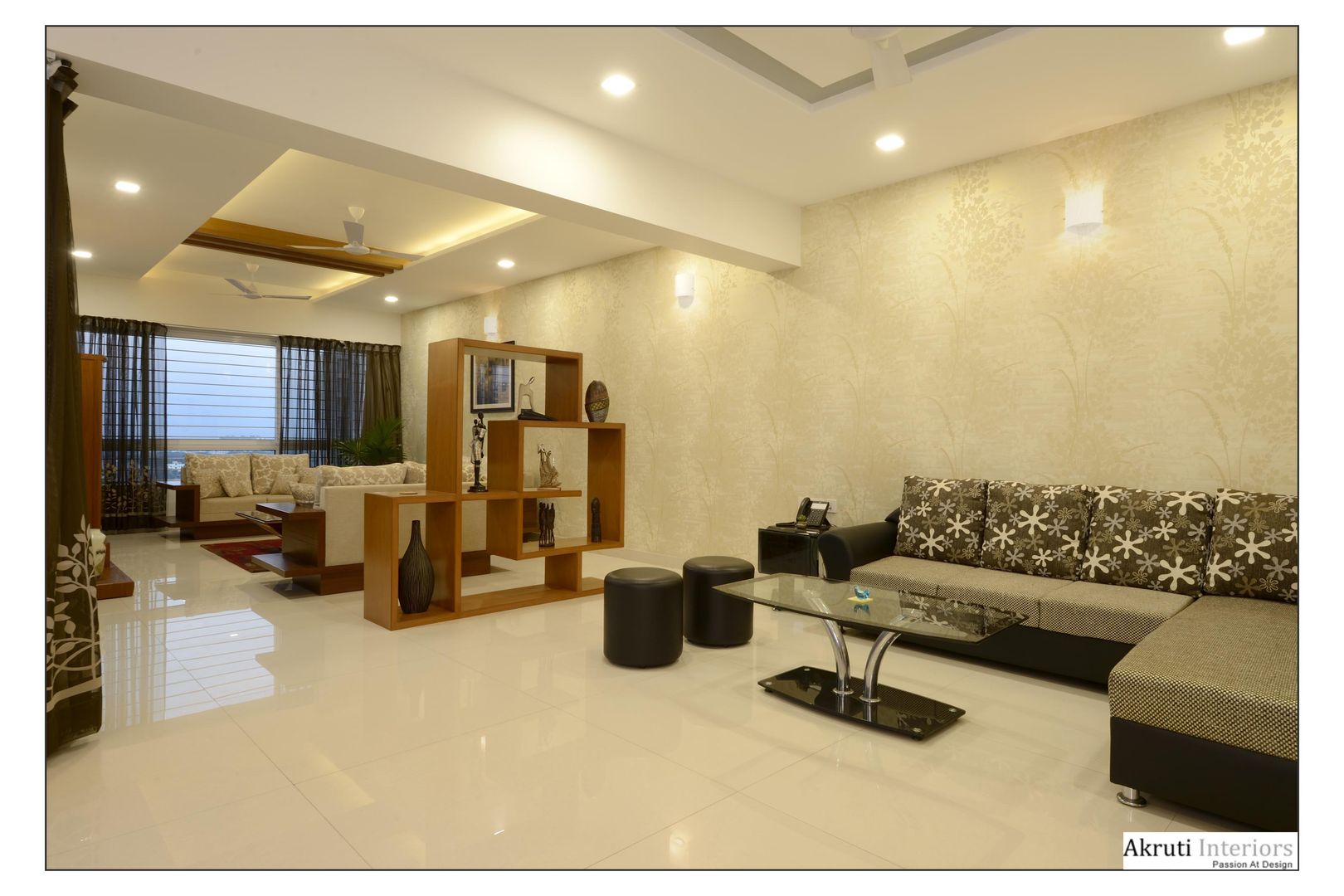 Living Akruti Interiors Pune Modern living room Feathers Black Sofas & armchairs