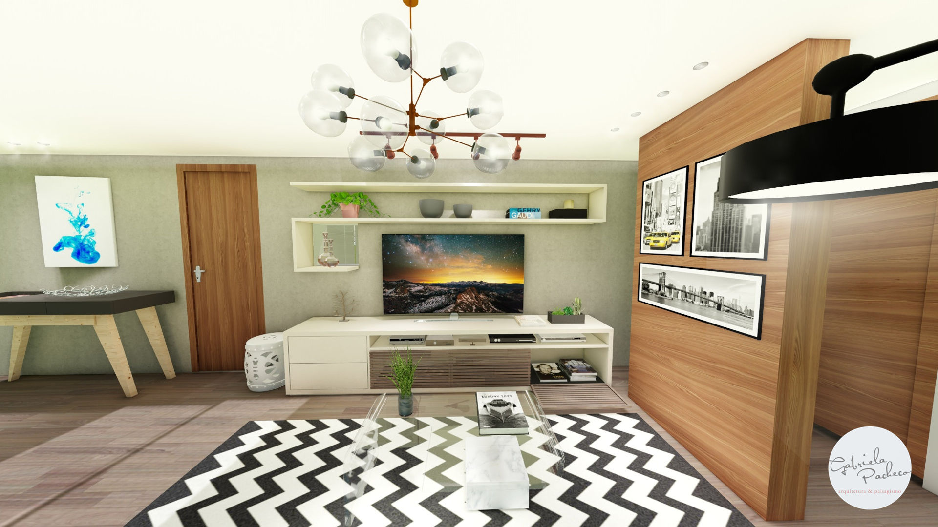 Sala de tv Gabriela Pacheco | Arquitetura+Design+Paisagismo Salas de estar modernas